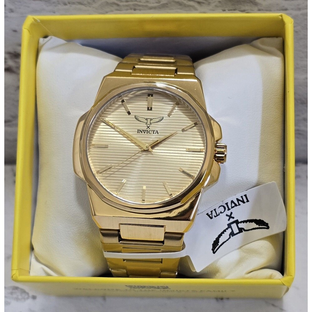 Invicta Specialty Men's Watch 44mm Textured Dial All Gold  Tone 69974 Brand New